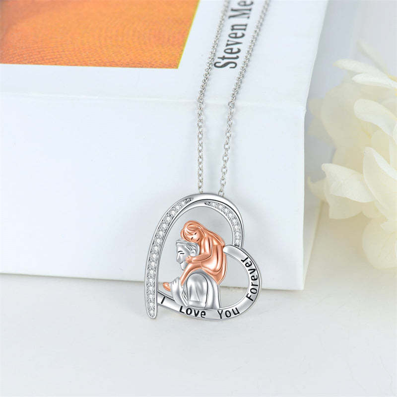 Father Daughter Heart Pendant Necklace from Dad Gift for Daughter