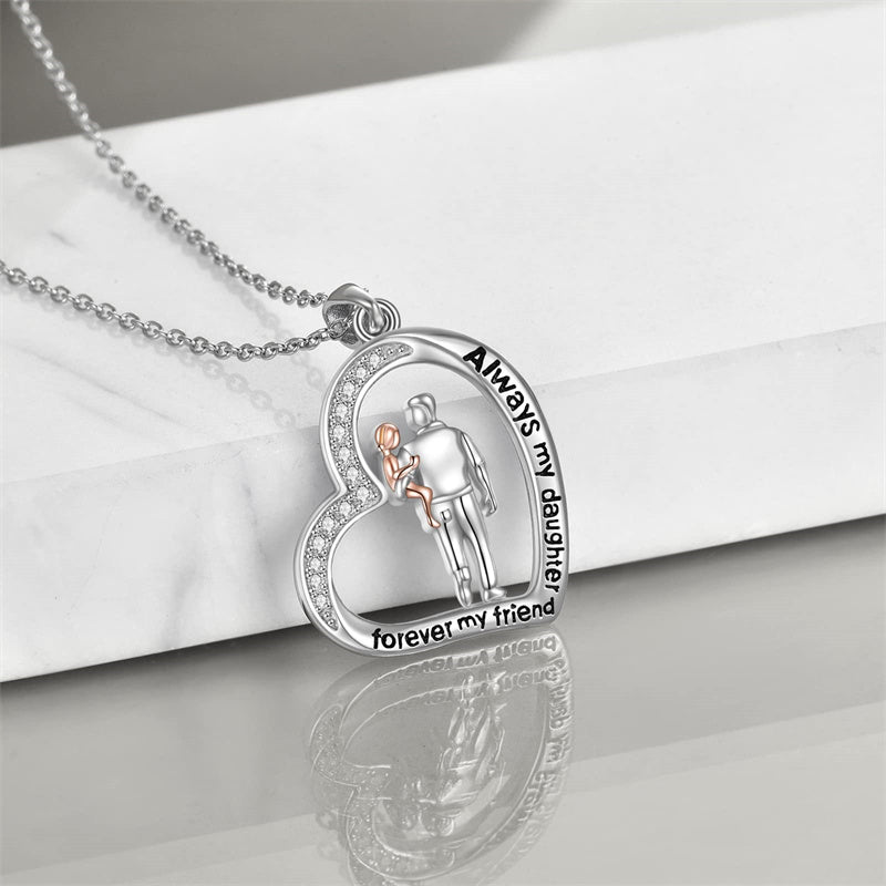 Father Daughter Heart Pendant Necklace from Dad Gift for Daughter