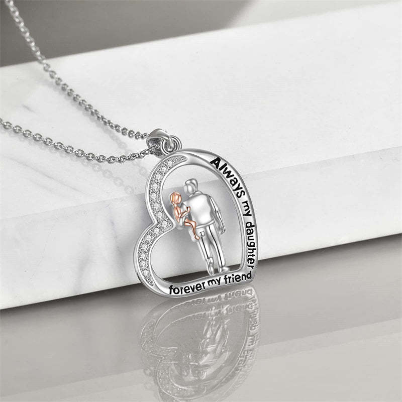 Father Daughter Heart Pendant Necklace from Dad Gift for Daughter