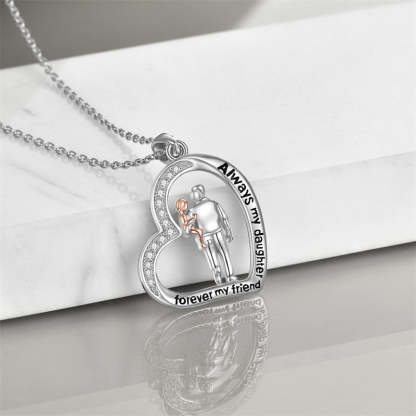 Father Daughter Heart Pendant Necklace from Dad Gift for Daughter