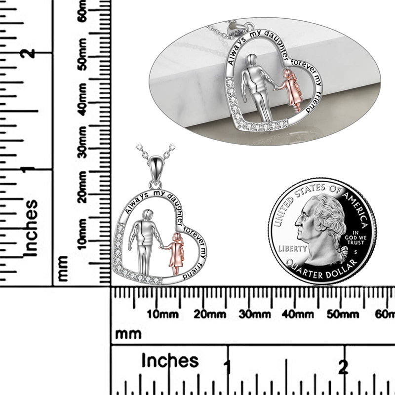 Father Daughter Heart Pendant Necklace from Dad Gift for Daughter