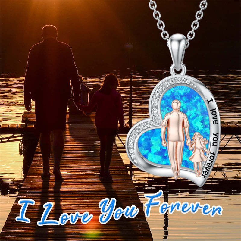 Father Daughter Heart Pendant Necklace from Dad Gift for Daughter