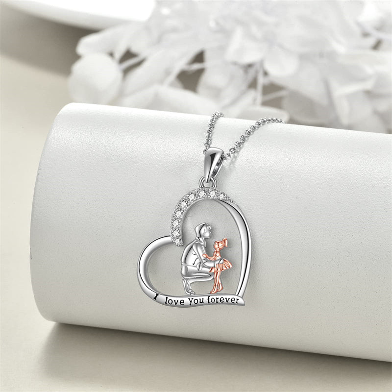 Father Daughter Heart Pendant Necklace from Dad Gift for Daughter