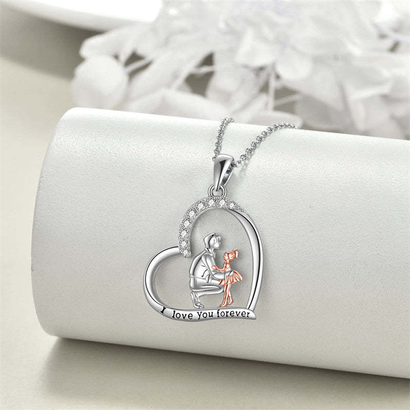 Father Daughter Heart Pendant Necklace from Dad Gift for Daughter