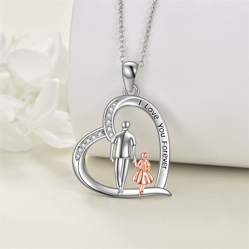 Father Daughter Heart Pendant Necklace from Dad Gift for Daughter