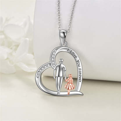 Father Daughter Heart Pendant Necklace from Dad Gift for Daughter