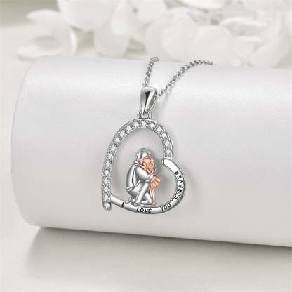 Father Daughter Heart Pendant Necklace from Dad Gift for Daughter