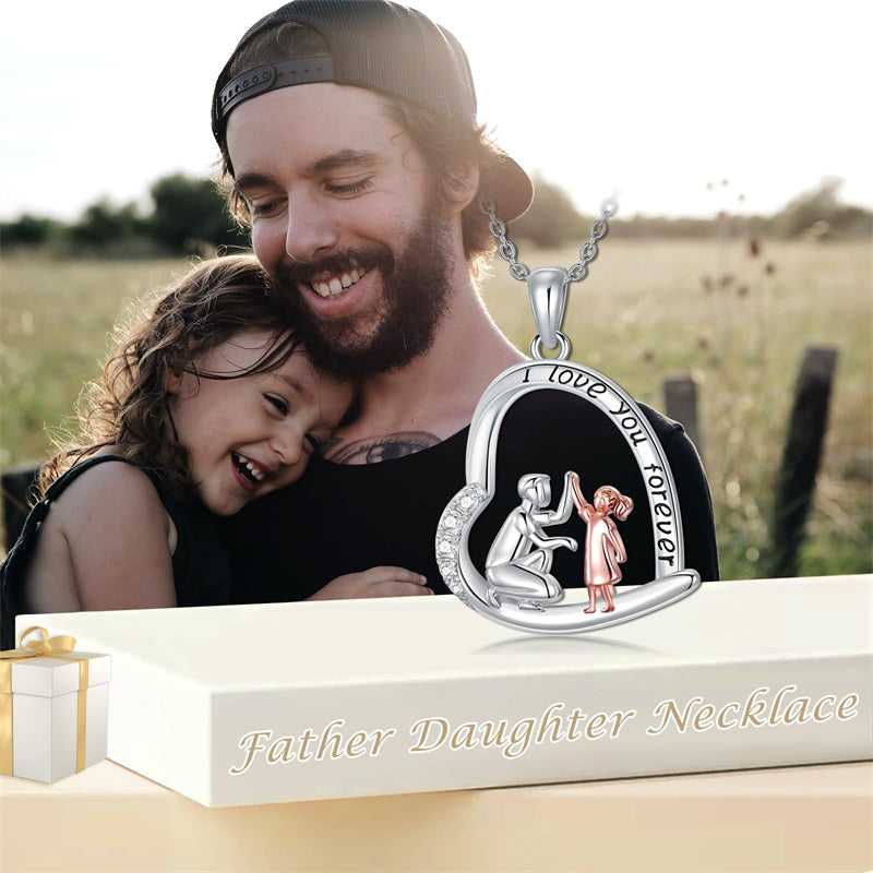 Father Daughter Heart Pendant Necklace from Dad Gift for Daughter