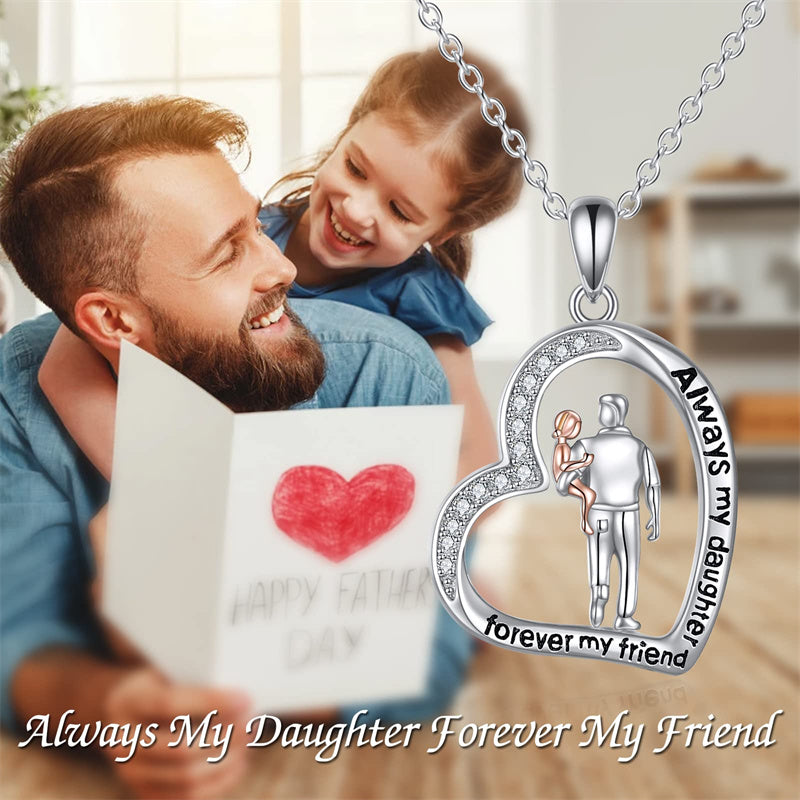 Father Daughter Heart Pendant Necklace from Dad Gift for Daughter