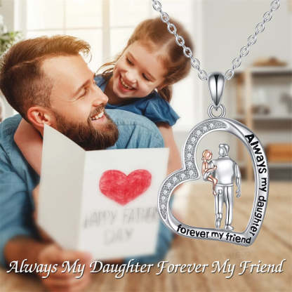 Father Daughter Heart Pendant Necklace from Dad Gift for Daughter