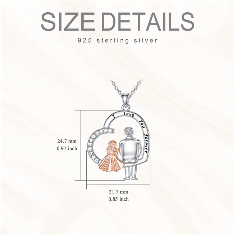 Father Daughter Heart Pendant Necklace from Dad Gift for Daughter