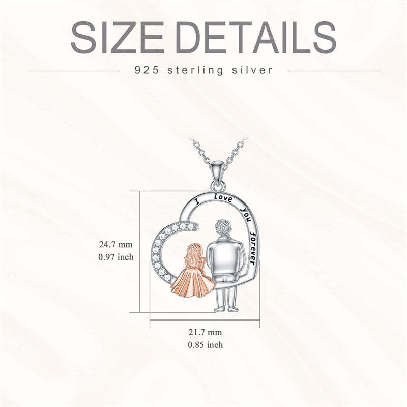 Father Daughter Heart Pendant Necklace from Dad Gift for Daughter