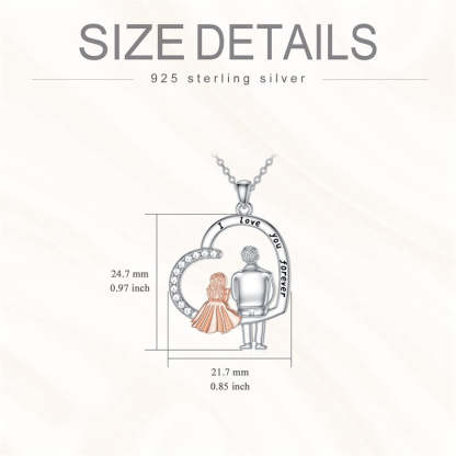 Father Daughter Heart Pendant Necklace from Dad Gift for Daughter