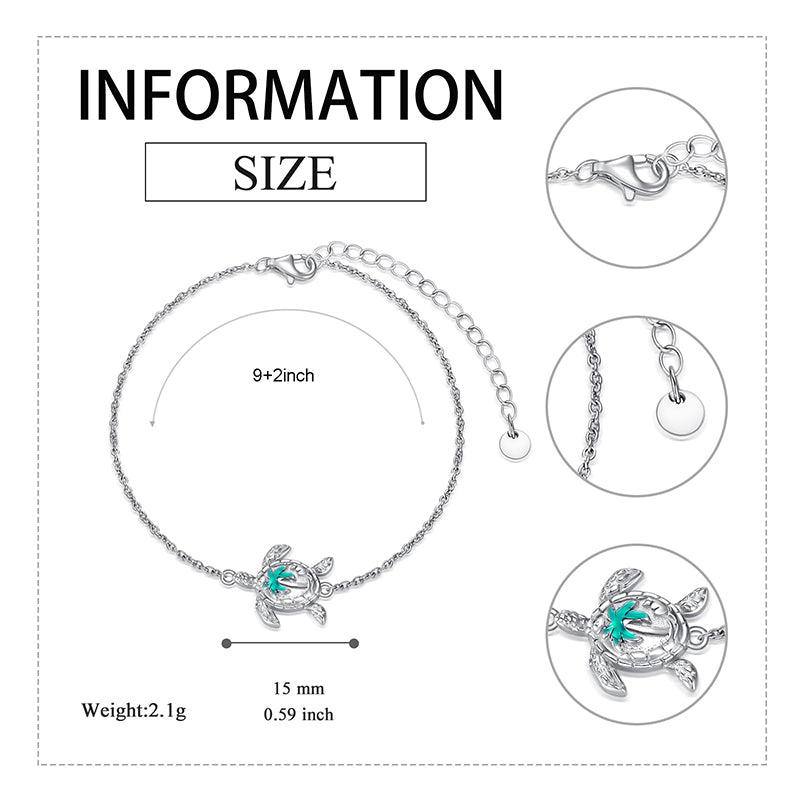 Sterling Silver Personalized Filigree Turtle Orca Whale Single Layer Anklet Bracelet