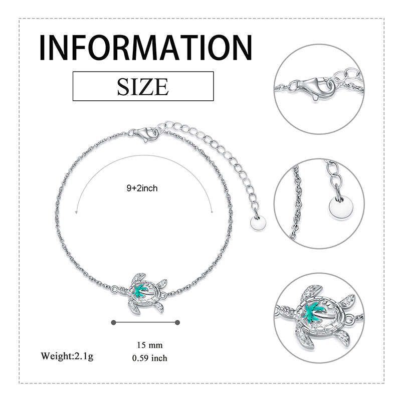 Sterling Silver Personalized Filigree Turtle Orca Whale Single Layer Anklet Bracelet