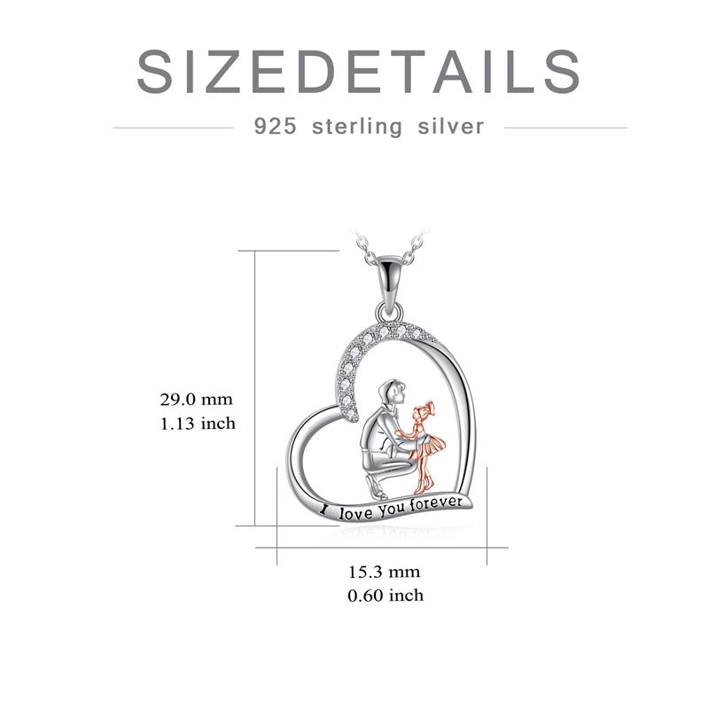 Father Daughter Heart Pendant Necklace from Dad Gift for Daughter