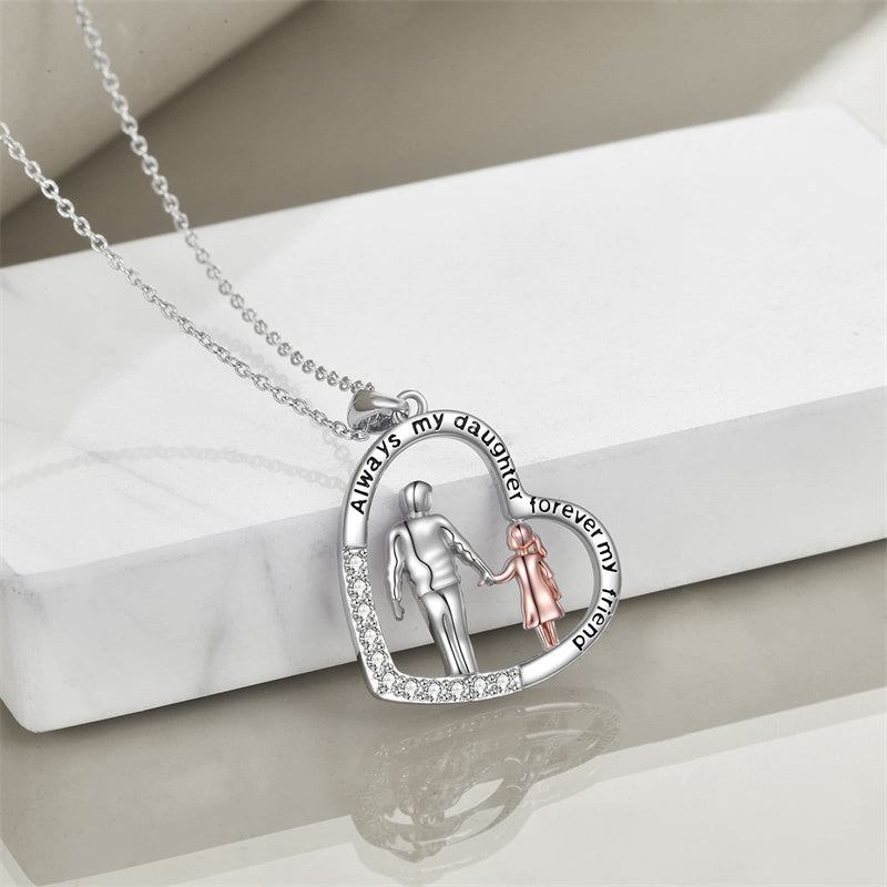 Father Daughter Heart Pendant Necklace from Dad Gift for Daughter