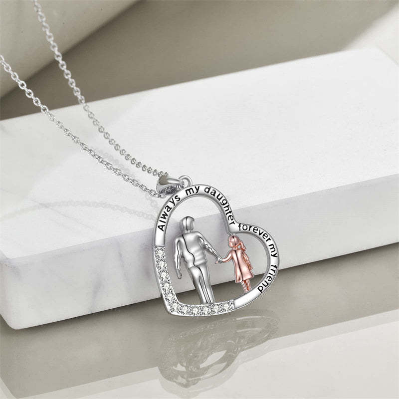 Father Daughter Heart Pendant Necklace from Dad Gift for Daughter