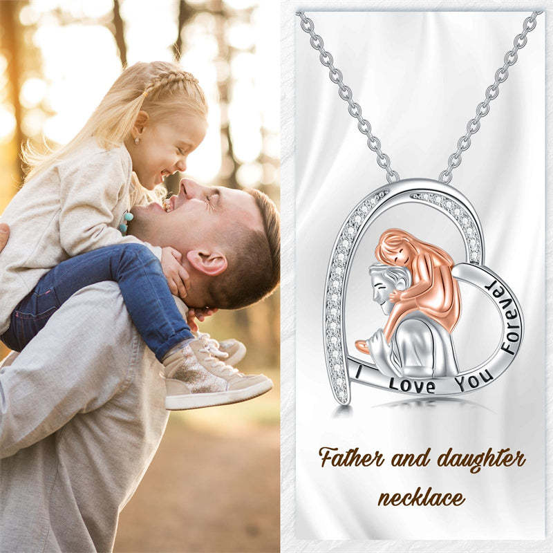 Father Daughter Heart Pendant Necklace from Dad Gift for Daughter