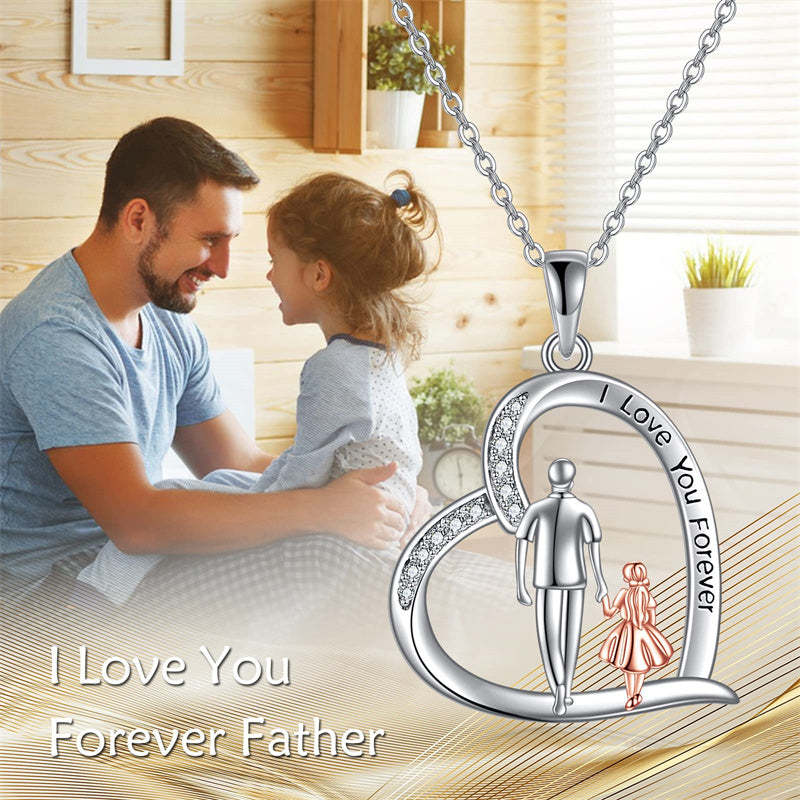 Father Daughter Heart Pendant Necklace from Dad Gift for Daughter