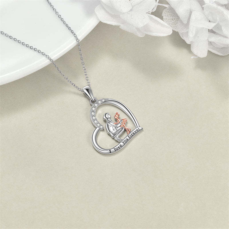 Father Daughter Heart Pendant Necklace from Dad Gift for Daughter
