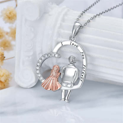 Father Daughter Heart Pendant Necklace from Dad Gift for Daughter