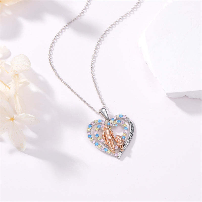 Father Daughter Heart Pendant Necklace from Dad Gift for Daughter