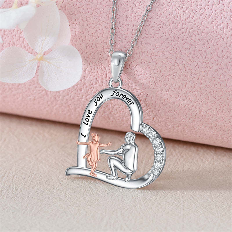 Father Daughter Heart Pendant Necklace from Dad Gift for Daughter