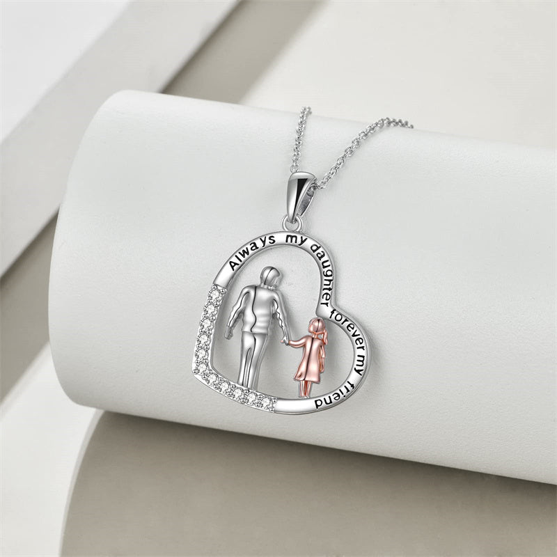 Father Daughter Heart Pendant Necklace from Dad Gift for Daughter