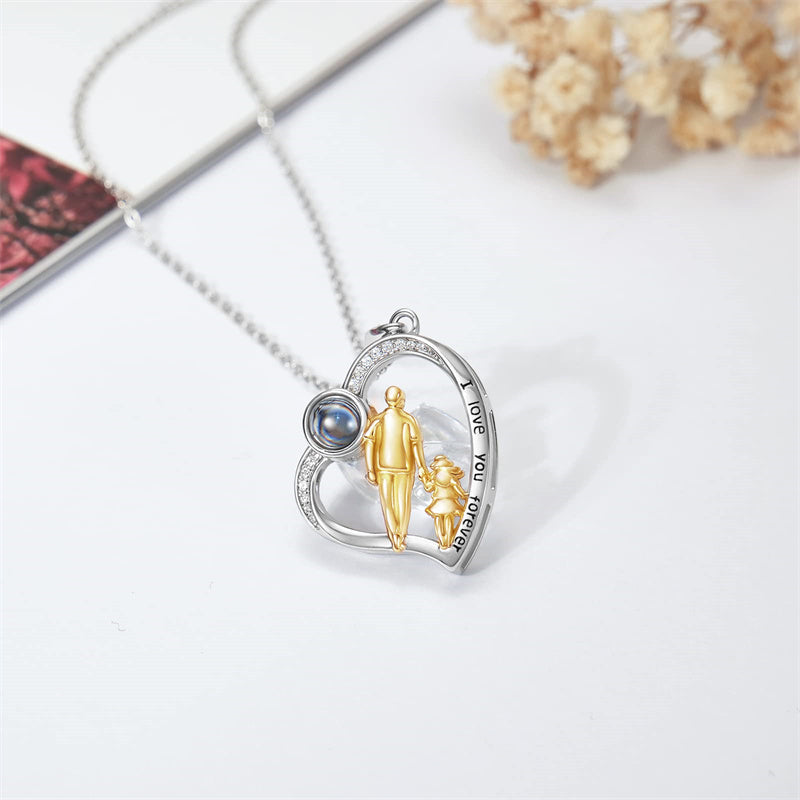 Father Daughter Heart Pendant Necklace from Dad Gift for Daughter