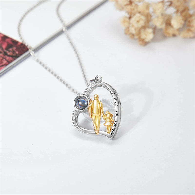 Father Daughter Heart Pendant Necklace from Dad Gift for Daughter