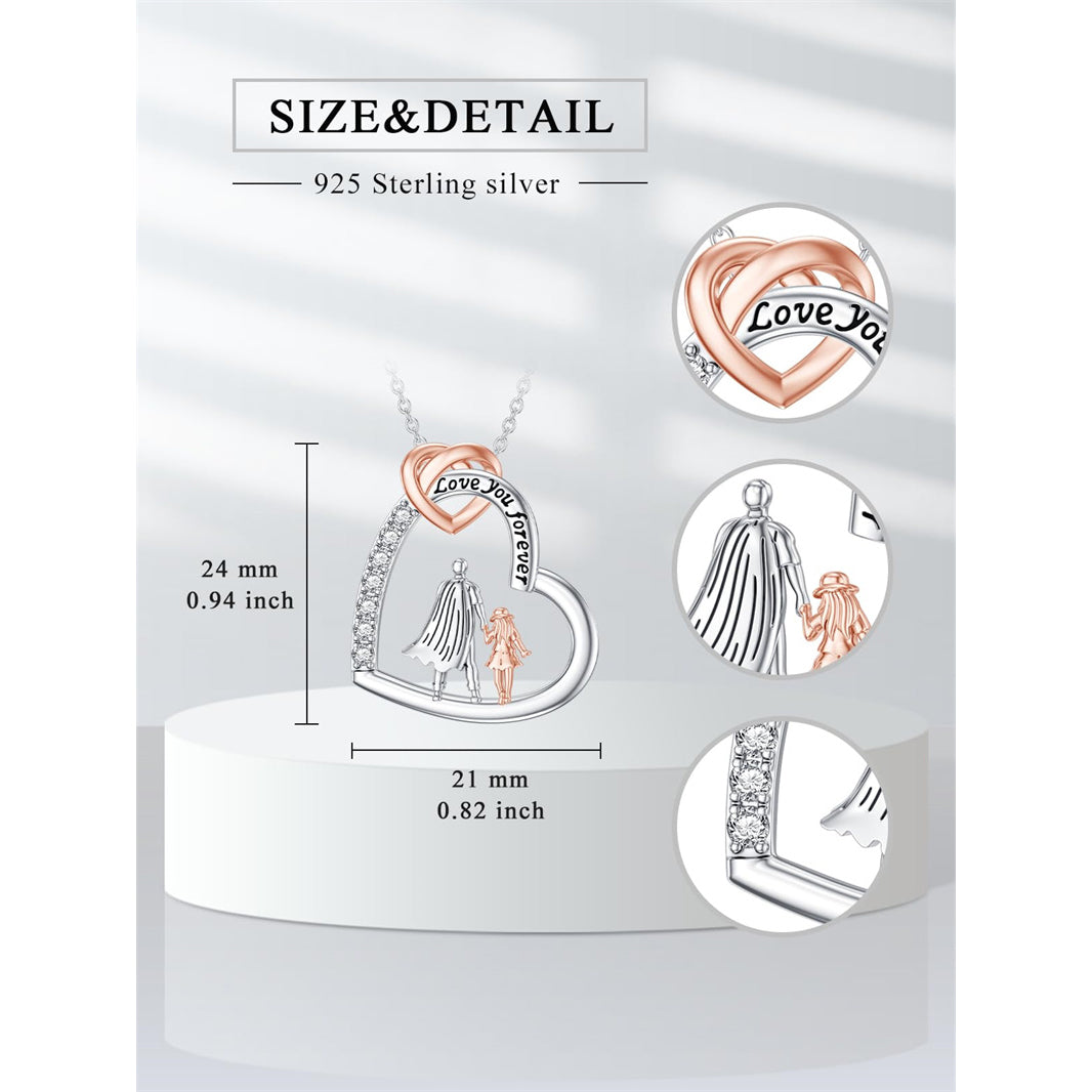 Father Daughter Heart Pendant Necklace from Dad Gift for Daughter