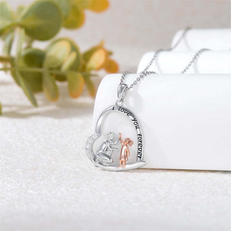 Father Daughter Heart Pendant Necklace from Dad Gift for Daughter
