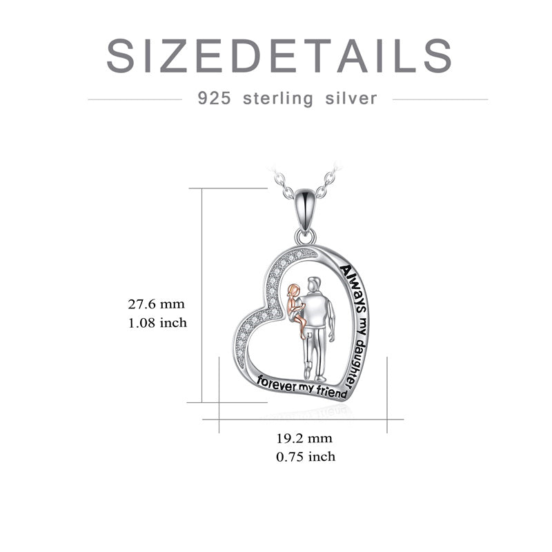 Father Daughter Heart Pendant Necklace from Dad Gift for Daughter