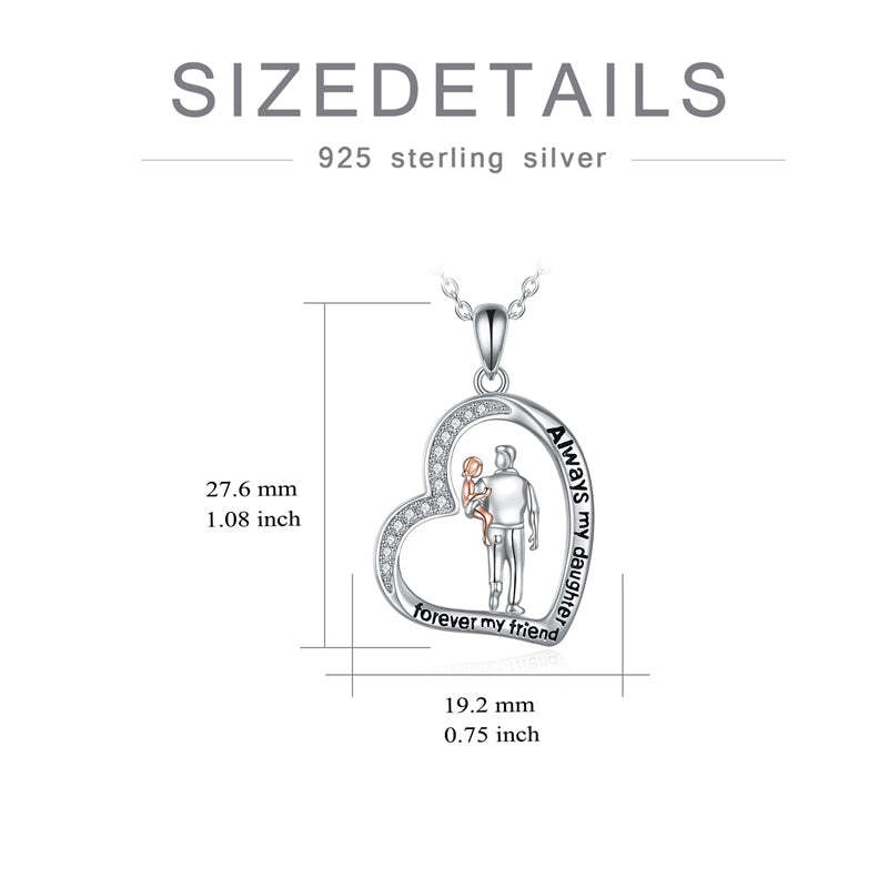 Father Daughter Heart Pendant Necklace from Dad Gift for Daughter