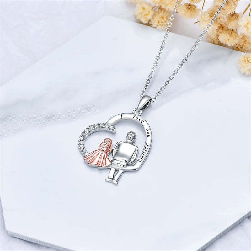 Father Daughter Heart Pendant Necklace from Dad Gift for Daughter