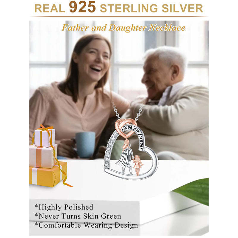 Father Daughter Heart Pendant Necklace from Dad Gift for Daughter