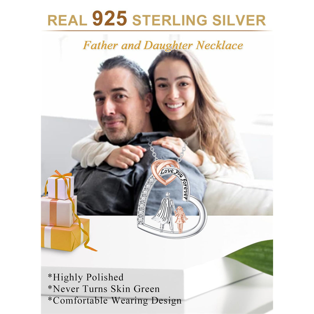 Father Daughter Heart Pendant Necklace from Dad Gift for Daughter