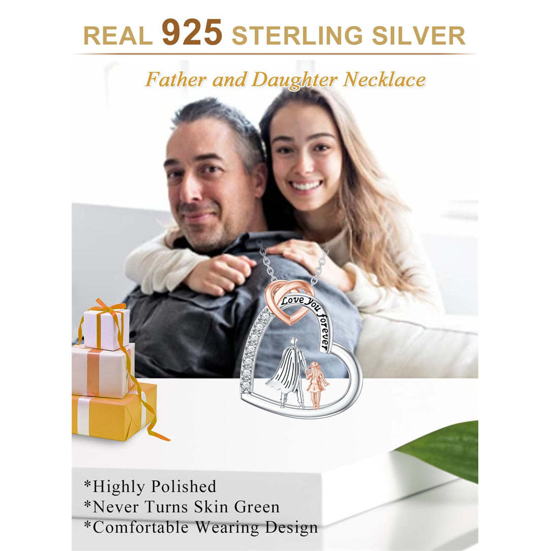 Father Daughter Heart Pendant Necklace from Dad Gift for Daughter