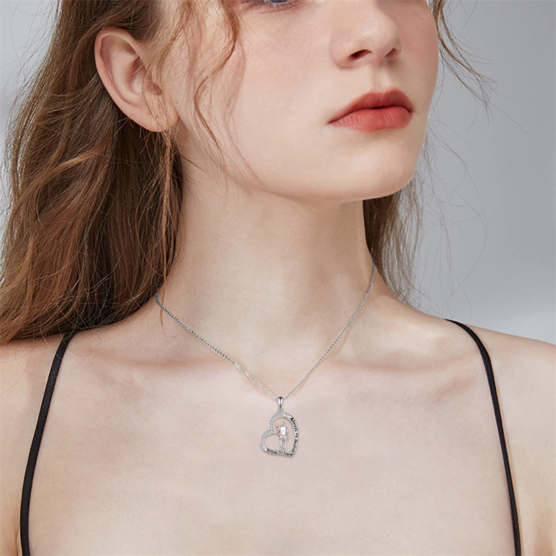 Father Daughter Heart Pendant Necklace from Dad Gift for Daughter