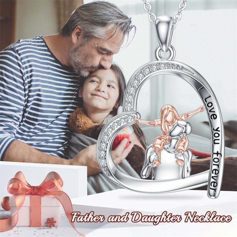 Father Daughter Heart Pendant Necklace from Dad Gift for Daughter