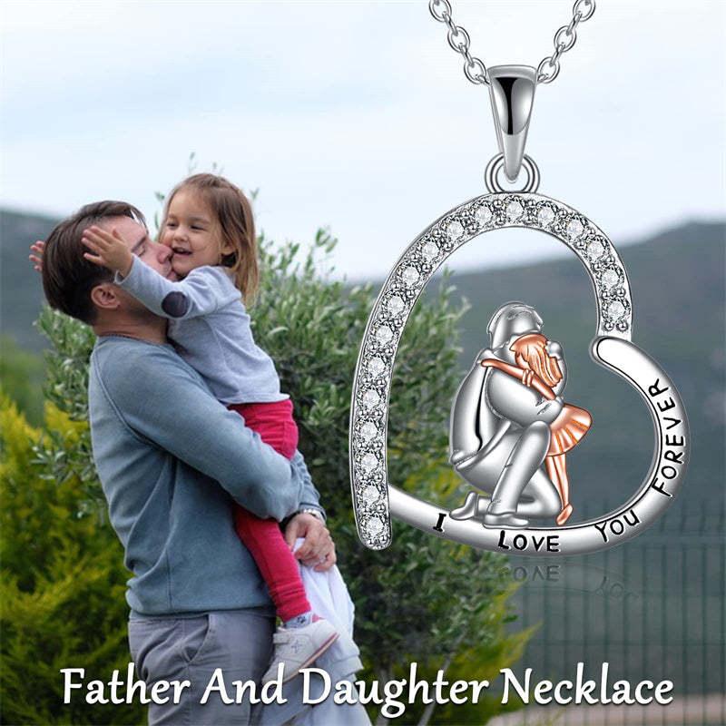 Father Daughter Heart Pendant Necklace from Dad Gift for Daughter