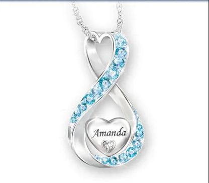 Granddaughter Name-Engraved Birthstone And Diamond Necklace