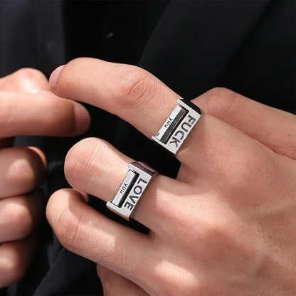 Adjustable FU*K & LOVE Everything Rotatable Mood Control Ring