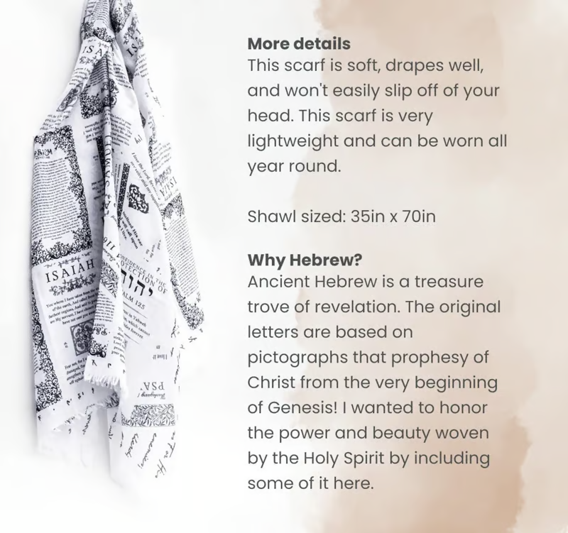 Handcrafted Christian Prayer Shawl: Protection Bible Verse Scarf, Yeshua Scripture Wrap🙏