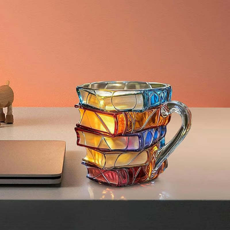 3D Painting Book Stack Glass Mug — Where Literature Meets Art in Your Morning Routine 📚☕
