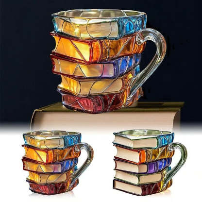 3D Painting Book Stack Glass Mug — Where Literature Meets Art in Your Morning Routine 📚☕