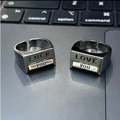 Adjustable FU*K & LOVE Everything Rotatable Mood Control Ring