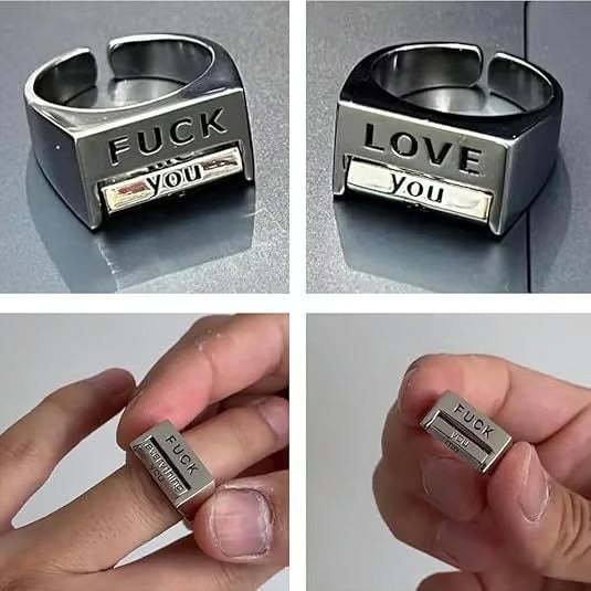 Adjustable FU*K & LOVE Everything Rotatable Mood Control Ring
