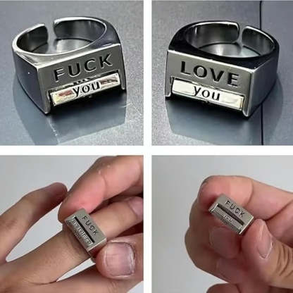 Adjustable FU*K & LOVE Everything Rotatable Mood Control Ring
